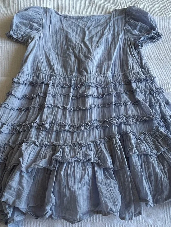 Free People Light Blue Darcy Ruffled Mini Dress - M - Picture 12 of 12